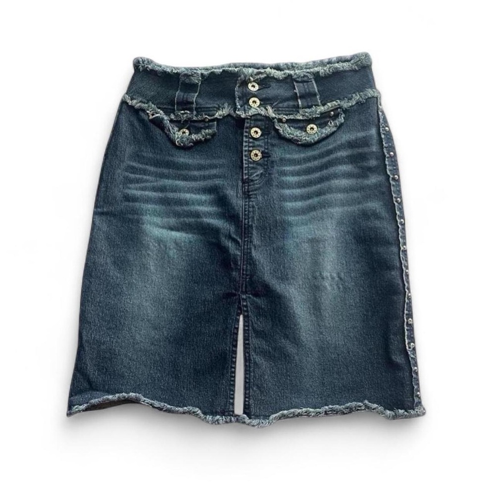 Y2K Rave Raw Hem Midi Skirt